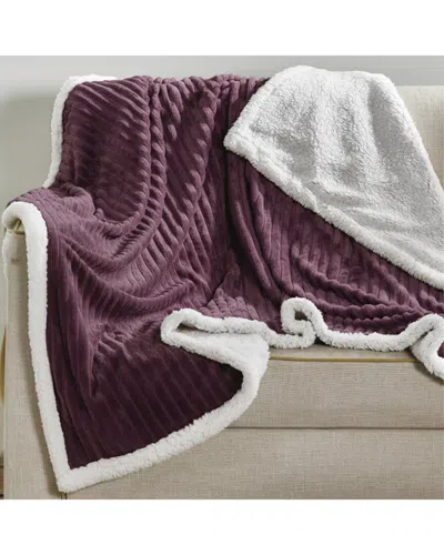 Luxury Home Textured Reversible Sherpa Plush Throw Blanket In Multi