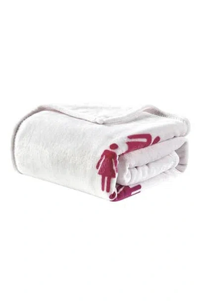 Luxury Home Together We Rise Reversible Faux Shearling Throw Blanket In White