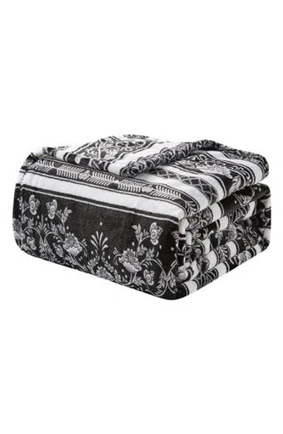Luxury Home Ultrasoft Plush Throw Blanket In Black