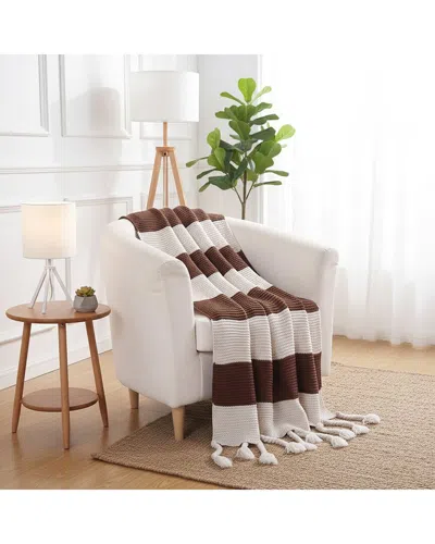 Luxury Home Vintage Plaid Throw Blanket In Brown