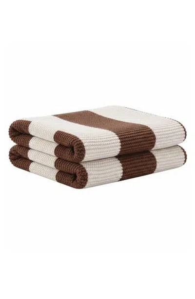 Luxury Home Vintage Stripe Fluffy Throw Blanket In Brown
