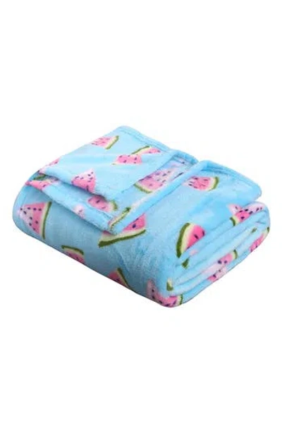 Luxury Home Watermelon Print Plush Throw Blanket In Green
