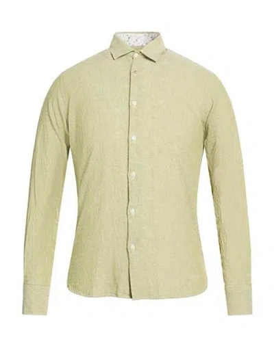 Luxury Man Shirt Green Size M Linen, Cotton