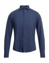Luxury Man Shirt Navy Size S Linen, Cotton In Navy