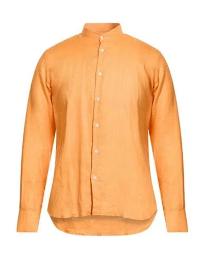 Luxury Man Shirt Orange Size Xl Linen