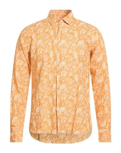 Luxury Man Shirt Orange Size Xxl Linen
