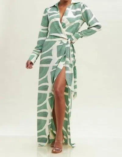 Luxxel Abstract Wrap Maxi Dress In Mint In Green