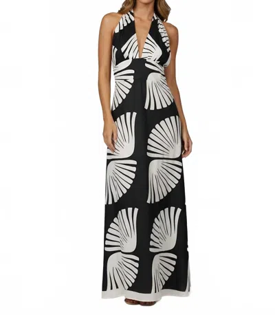 Luxxel Evelyn Halter Dress In Black-ivory