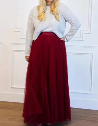 Luxxel Fall Dreams Pleated Maxi Skirt In Burgundy In Red
