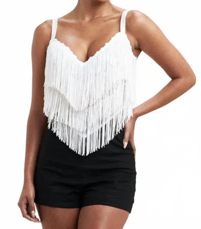 Luxxel Fringe Sequin Top In White