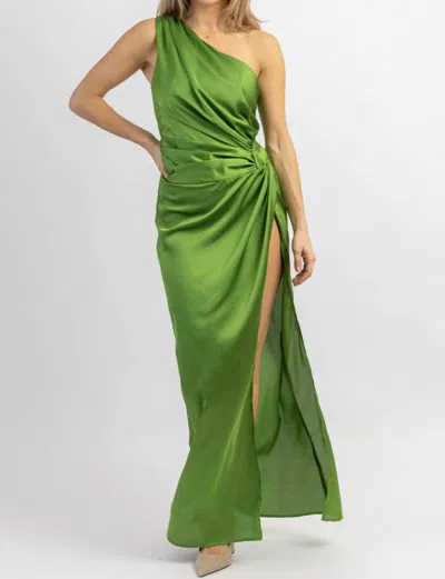 Luxxel Genevieve Twist Slit Maxi Dress In Green