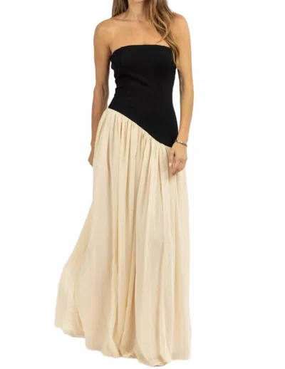 Luxxel Gio Drop Waist Maxi Dress In Black/cream