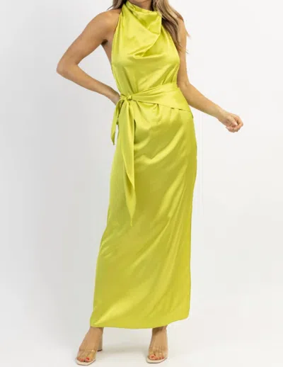 Luxxel Golden Hour Drape Maxi Dress In Lime In Green