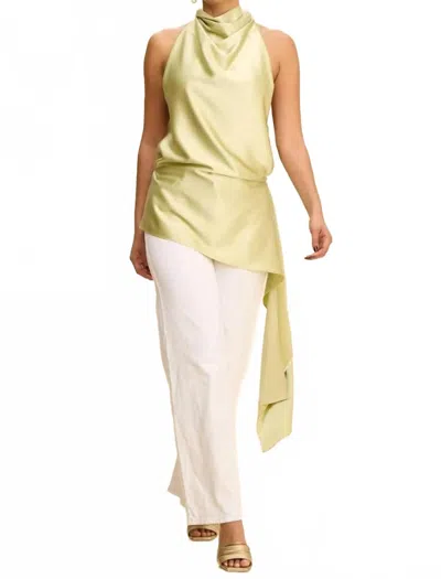 Luxxel Halter Uneven Hemline Tunic Top In Green