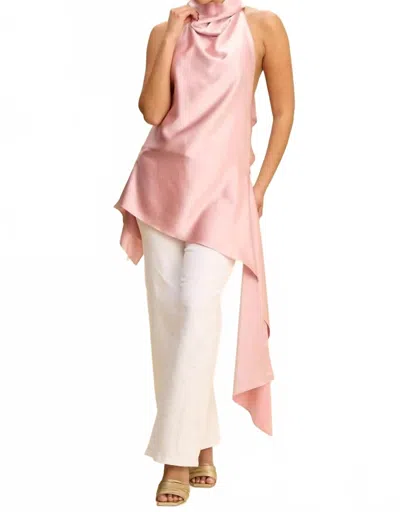 Luxxel Halter Uneven Hemline Tunic Top In Pink
