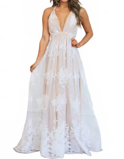 Luxxel Here Comes The Bride Maxi Dress In White/nude