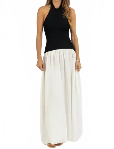 Luxxel Indie Sleeveless Maxi Dress In Black/white In Multi