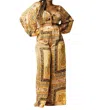 Luxxel Long Sleeve Pant Set In Gold Multi In Multi