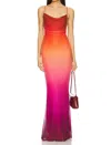 Luxxel Mesh Maxi Dress In Clayfire Ombre In Multi