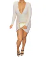 Luxxel Plunge Sequin Dress In Cream In White