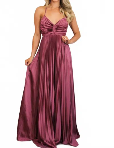 Luxxel Pretty In Pleats Maxi Dress In Mauve In Brown