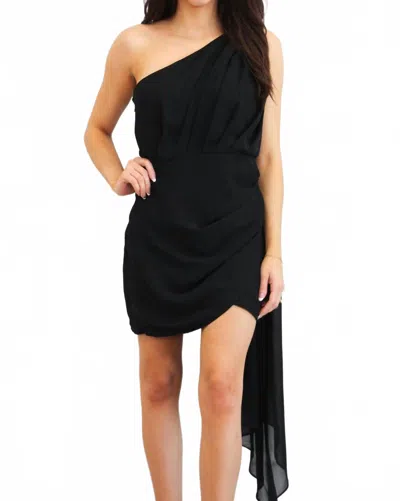 Luxxel Pretty Little Devil Drape One Shoulder Dress In Black