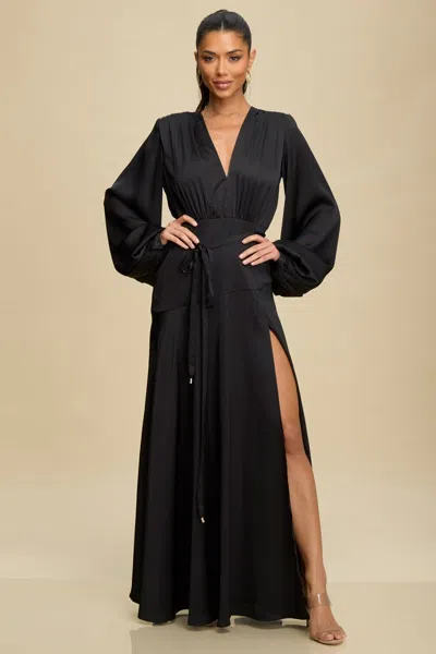 Luxxel Satin Ultra Maxi Gown Black