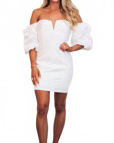 Luxxel Self Love Club Off Shoulder Dress In White