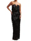 Luxxel Sequin Fringe Maxi Dress In Black In Black