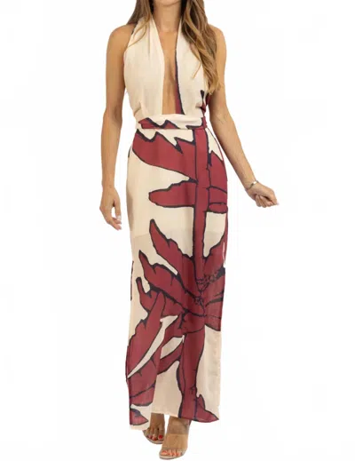 Luxxel Sinclair Halter Maxi Dress In Multi In Neutral