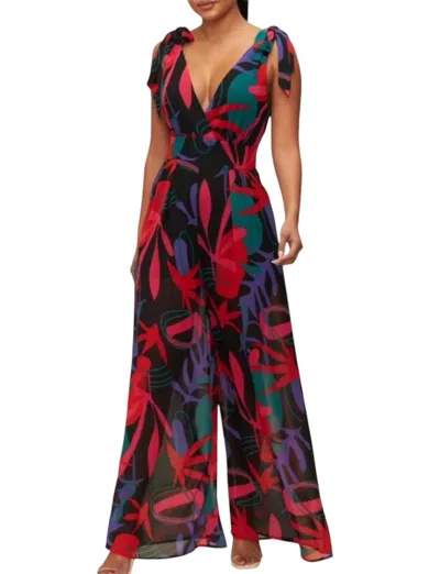 Luxxel Sleeveless Jumpsuit In Black Multi