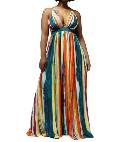 Luxxel Sleeveless Maxi Dress In Orange Multi