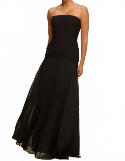 Luxxel Textured Pleated Maxi Dress In Black