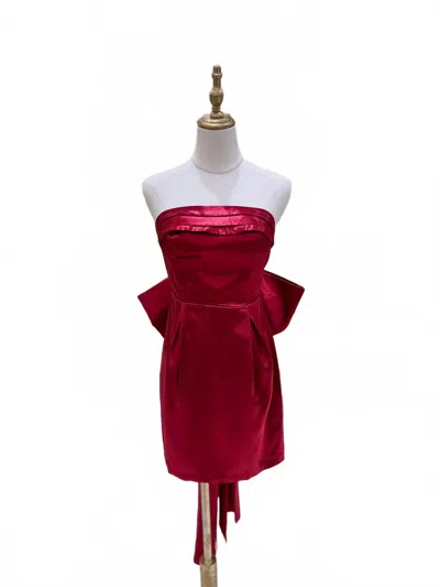 Luxxel Women's Bethany Satin Mini Bow Dress In Red In Burgundy