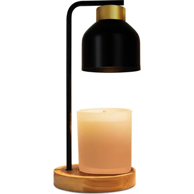 Luzè Luze Obsidian Glow Candle Warmer Lamp In Black/gold/wood