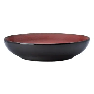 Luzerne Rustic Crimson Round Deep Coup Plate 8.5" By  (case Of 24) (porcelain) In Black,red