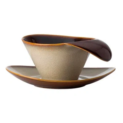 Luzerne Rustic Sama Tea-cup With Lip Handle 7 oz By  (case Of 24) (porcelain) In Beige,brown