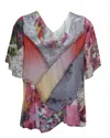 Lv Collection Floral Cowl Neck Top In Red