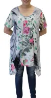 Lv Collection Patchwork Long Tunic Top In Rose Garden