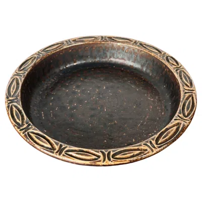 Pre-owned Løvemose Mid-century Modern Danish Studio Pottery Bowl From Lovemose, 1960s In Black