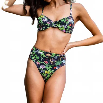 Lvhr Kiera Bra Top In Black Botanical In Green