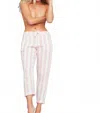 Lvhr Taylor Crop Pant In Pink And White Stripe In Pink