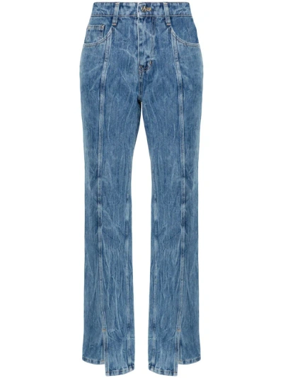 Lvir Wrinkled-detailed Cotton Jeans In Blue