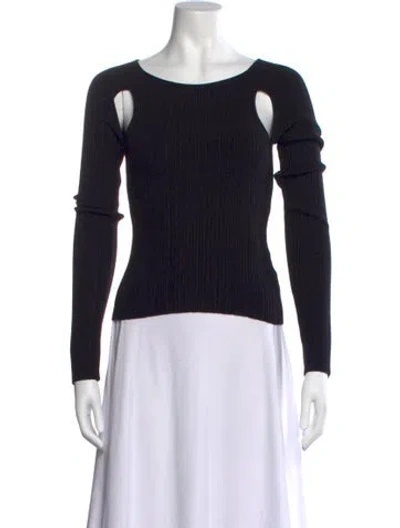 Pre-owned Lvir Crew Neck Long Sleeve Top In Black