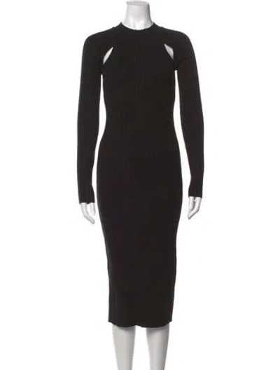 Pre-owned Lvir Crew Neck Midi Length Dress In Black