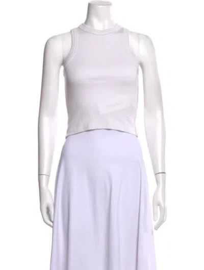 Pre-owned Lvir Crew Neck Sleeveless Crop Top In White