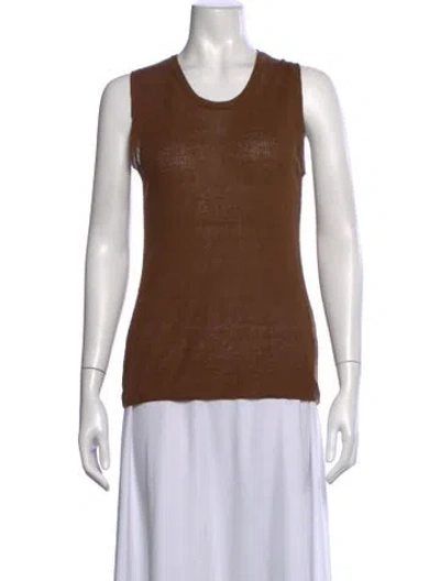 Pre-owned Lvir Crew Neck Sleeveless Top In Brown