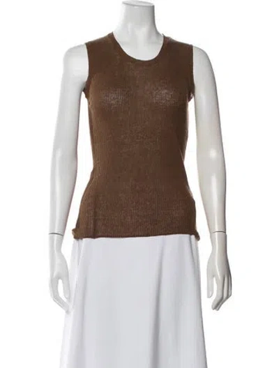 Pre-owned Lvir Crew Neck Sleeveless Top In Brown