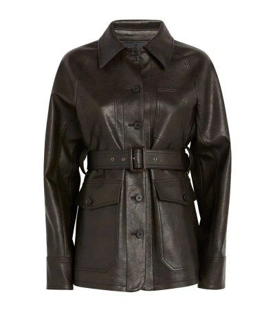 Lvir Faux Leather Belted Jacket In Black