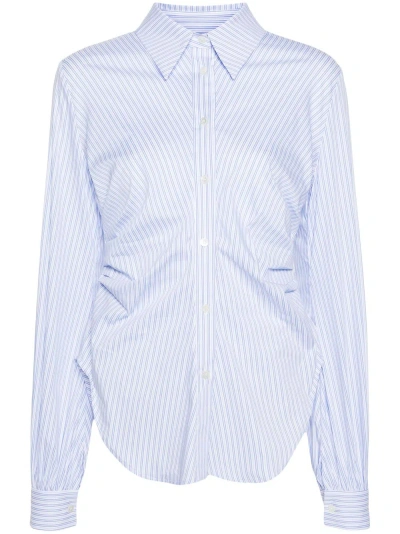 Lvir Gathered-detail Striped Shirt In Blue